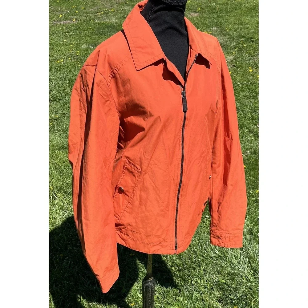Coach Jacket Womens Small Orange Cotton Blend Full Zip Lined Lightweight Pockets